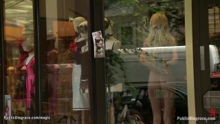 Shopkeeper's nude blonde captive teased customers