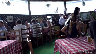 Euro hottie dp fucked in restaurant