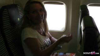 German MILF Flash&#39;s huge tits bounced as she rode the plane, making her passengers hard