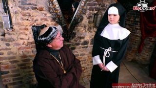 Young nun&#39;s leg-spreadding session for priest