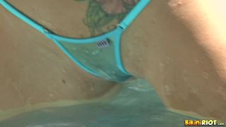 BikiniRiot Jayden Jaymes was wearing a sheer turquoise thong, which made her look like she was ready to swim in