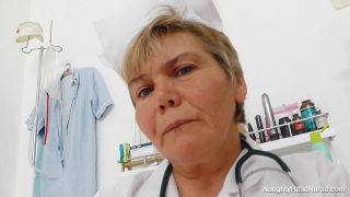 Berta, the naughty nurse, couldn&#39;t resist teasing her patients with her big boobs and tight ass