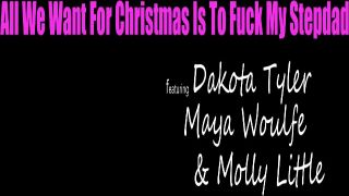 Dakota Tyler and Maya Woulfe seduce my stepdad for a steamy holiday fuck session