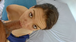 Do you want to see Doe Eyes Petite Colombian trying big cock in her throat?