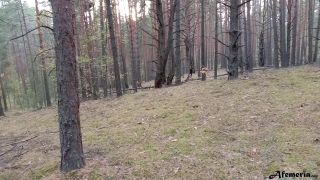 The horny babe was caught in the woods and fucked doggystyle by a stranger