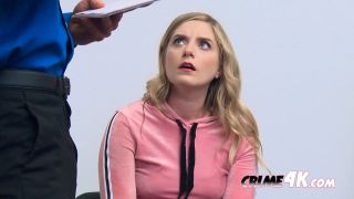 Cute blonde girl steals something from the store and gets punished by being slapped on her ass